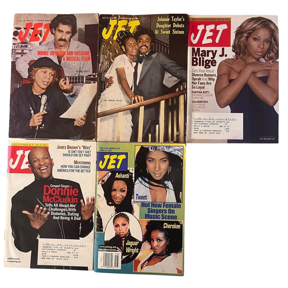 Lot 5 Jet Magazines 1975 1976 2002 2007 Mary J Blige Ashanti Minnie Riperton